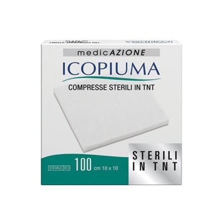 Icopiuma Compresse Adesive di Garza Sterili in TNT 10x10 cm 100 Pezzi